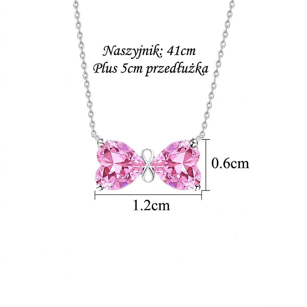 Naszyjnik Pinky Love — Kokarda z Cyrkoniami · Srebro 925