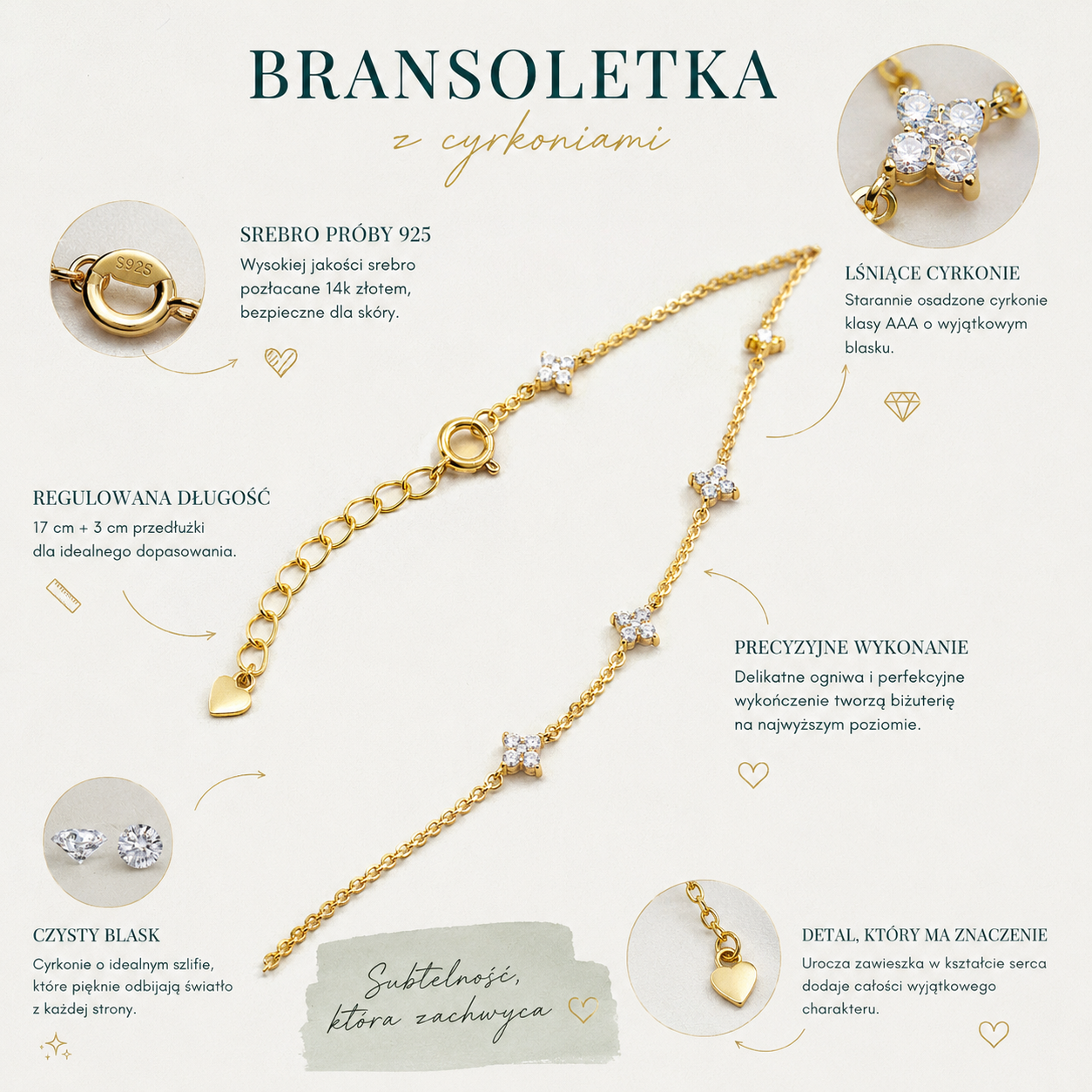 Bransoletka Citrine Glow · Srebro 925 · Złoto 14K