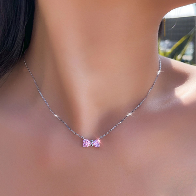 Naszyjnik Pinky Love — Kokarda z Cyrkoniami · Srebro 925